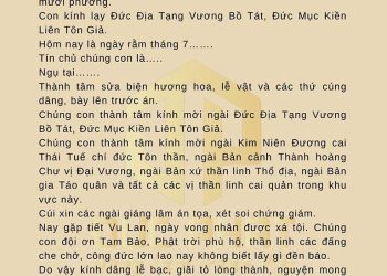 Văn khấn rằm tháng bảy
