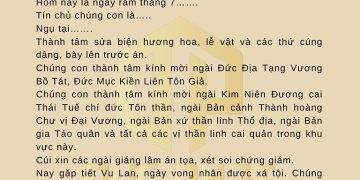 Văn khấn rằm tháng bảy